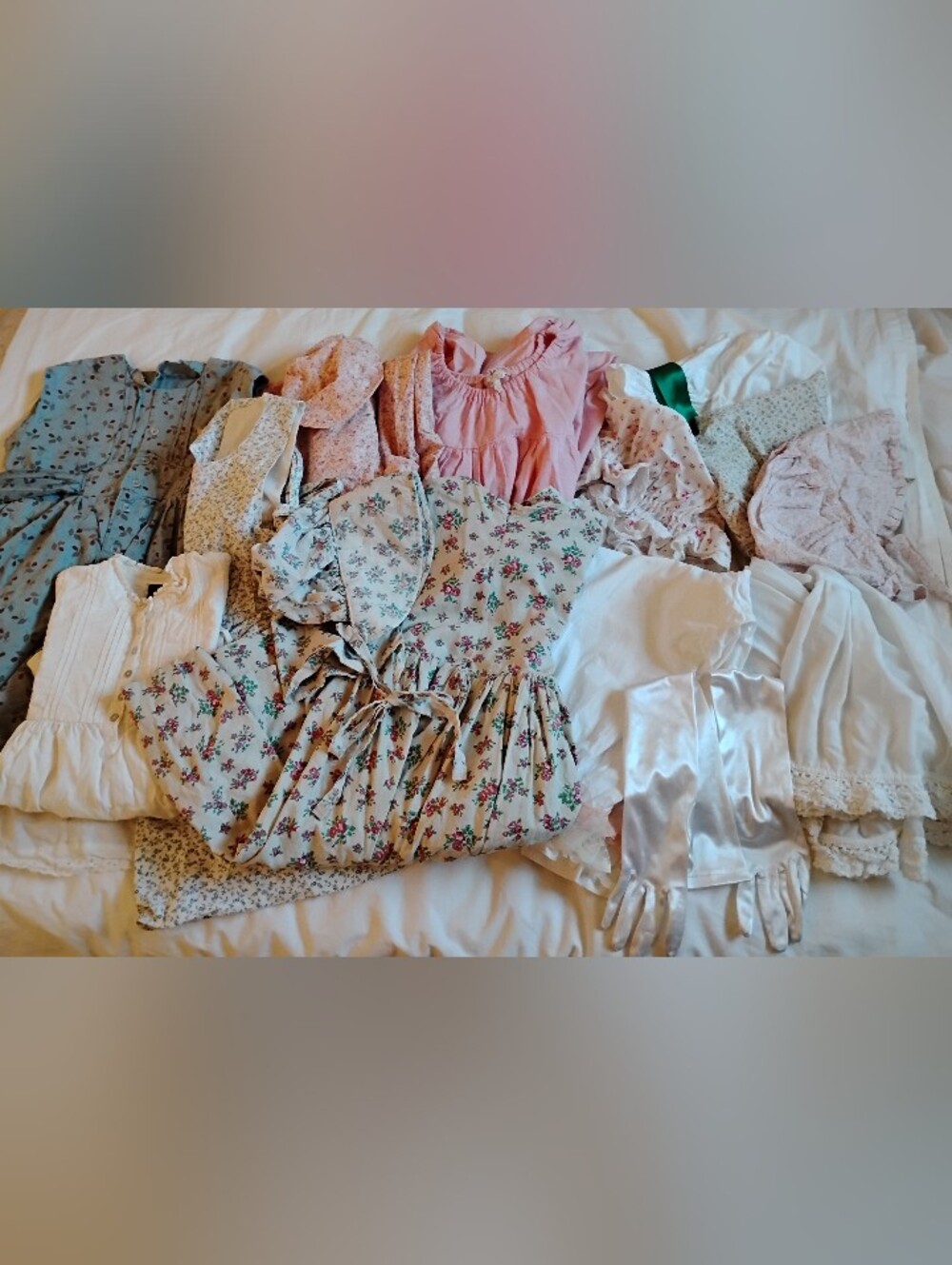 Lot Pioneer Prairie Girls Dress Bonnet Bloomer Victorian Play Dress Up Costume